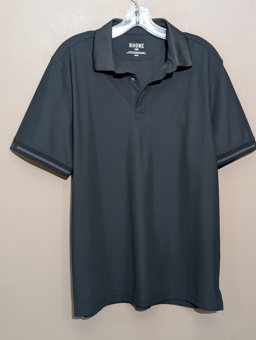 Rhone Commuter Polo Shirt Black Sz Medium